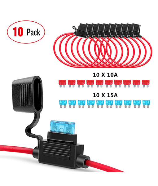5 pack ATC ATO 10 AWG BLADE STYLE INLINE FUSE HOLDERS 12V CAR INSTALL AUDIO 