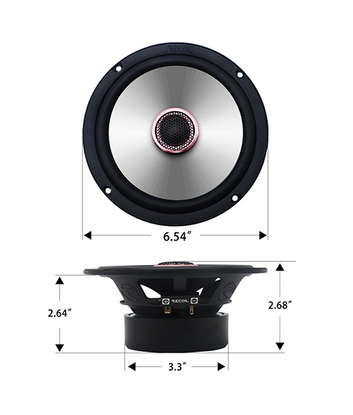 MAX 240 Watts Pair Recoil RM65-RL 6.5 Inch 2-Way Marine Boat Coaxial Speakers with Built-in RGB LED Sold in Pair 4Ohm White 