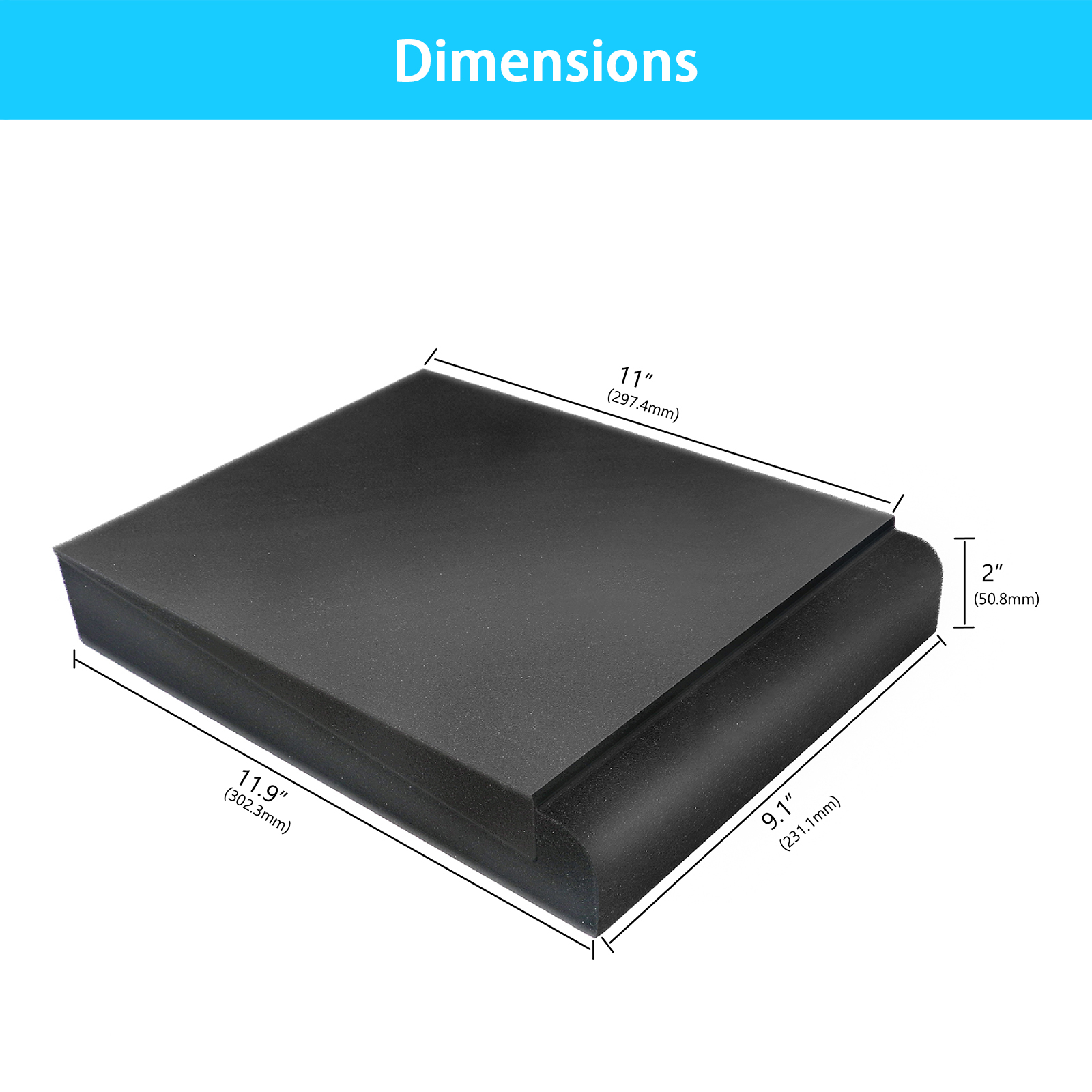 SMP Studio Monitor Sound Isolation Foam Pads, Pair of Two High Density ...