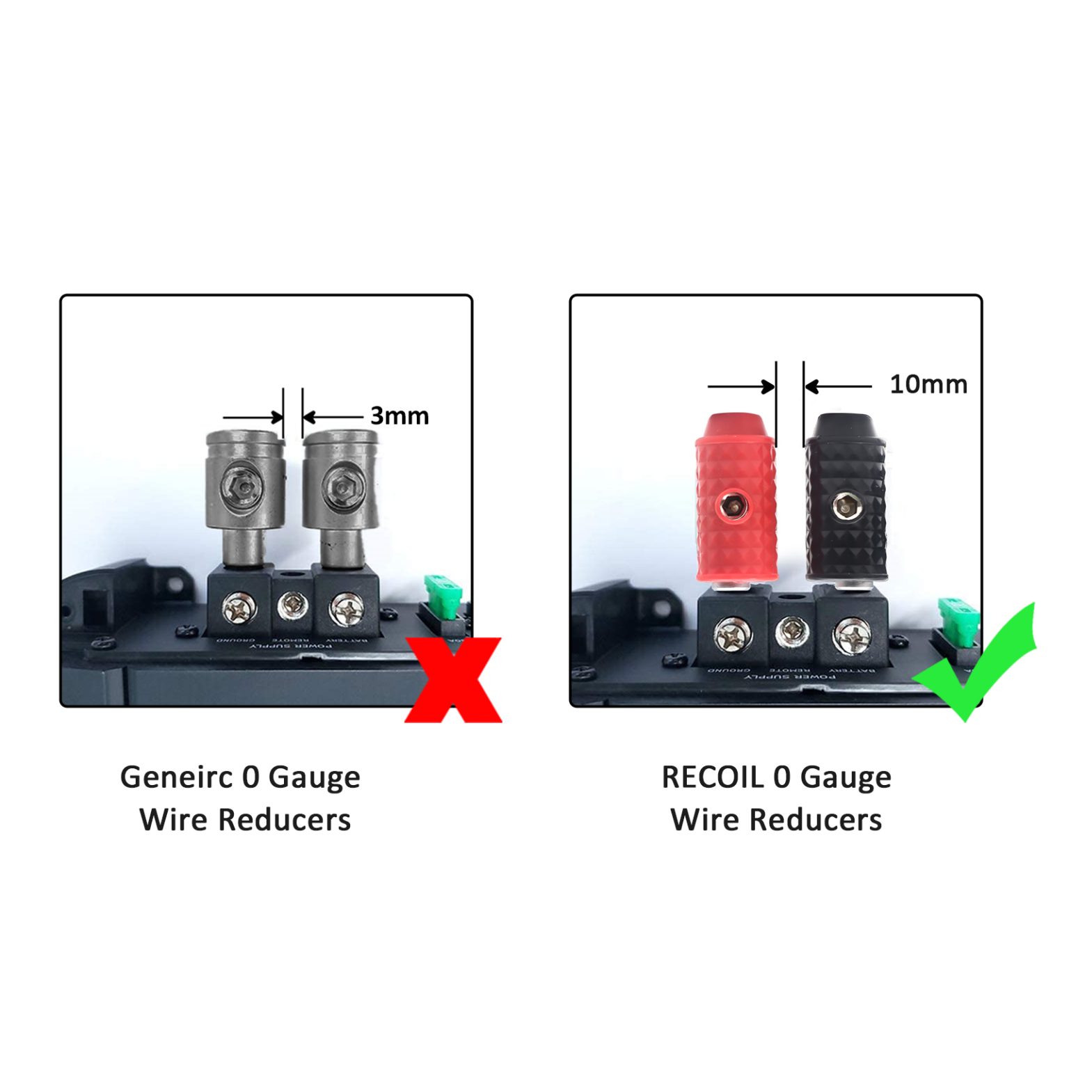 WR04Q Amplifier Power/Ground Input Wire Gauge Reducer Brass 1/0 Gauge